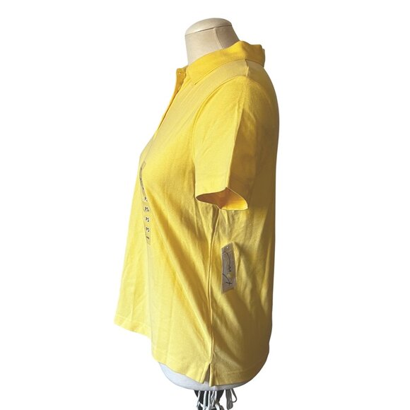Kim Rogers Yellow Short Sleeve Collared Cotton Polo Shirt Sz Small Petite Womens - Picture 7 of 8